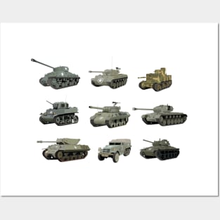 Multiple American WW2 Tanks and Armored Vehicles Posters and Art